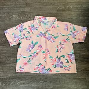 Vintage Victoria's Secret 1990's Gold Label Short-Sleeved Button-Down Pajama Top